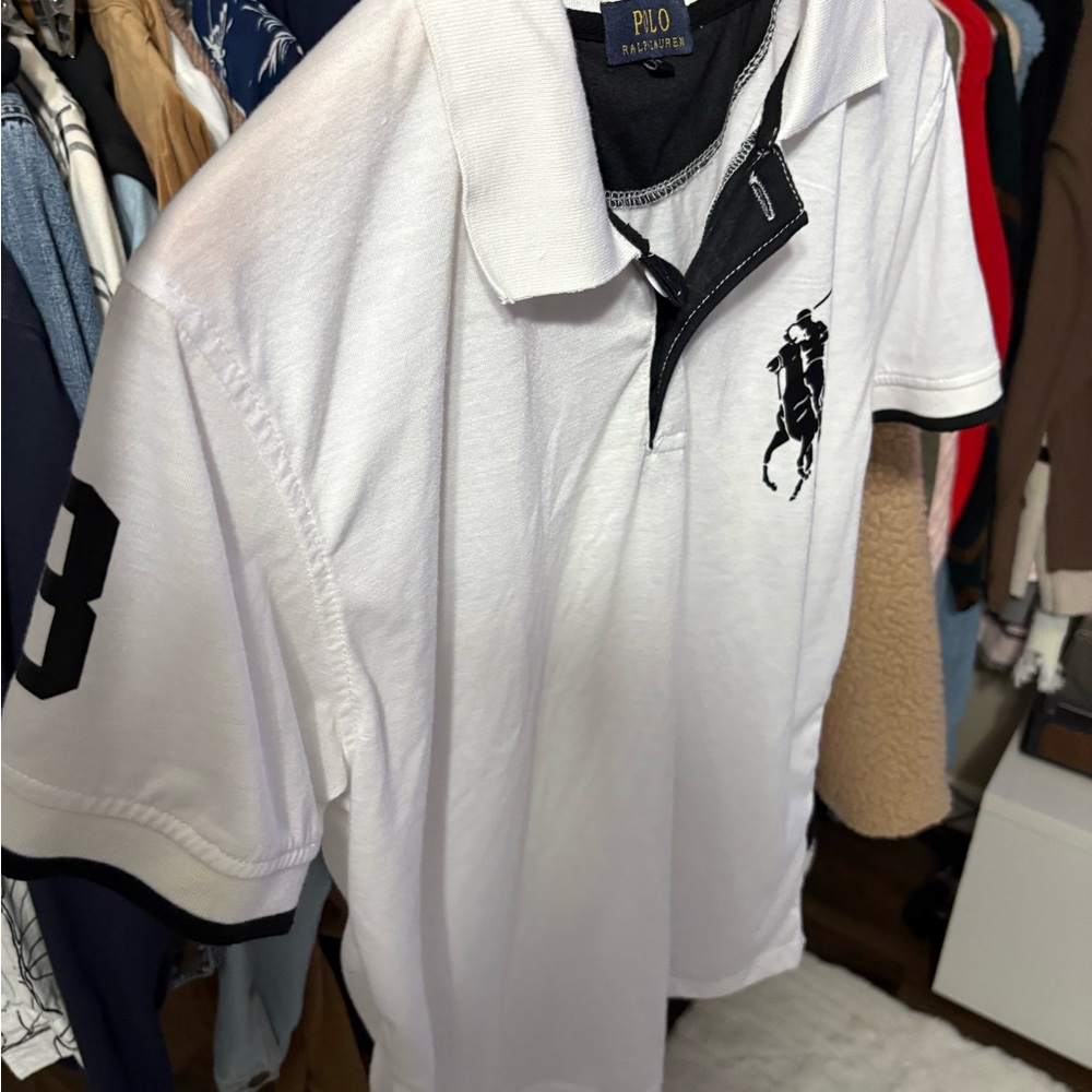 Men’s Polo Ralph Lauren White Polo Shirt & Shorts Set with Black Logos sze med - Picture 3 of 7
